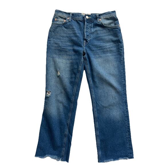 We the Free Jeans Womens 27 Maggie Straight Mid-Rise Raw Hem Button Fly Boho - Picture 1 of 11